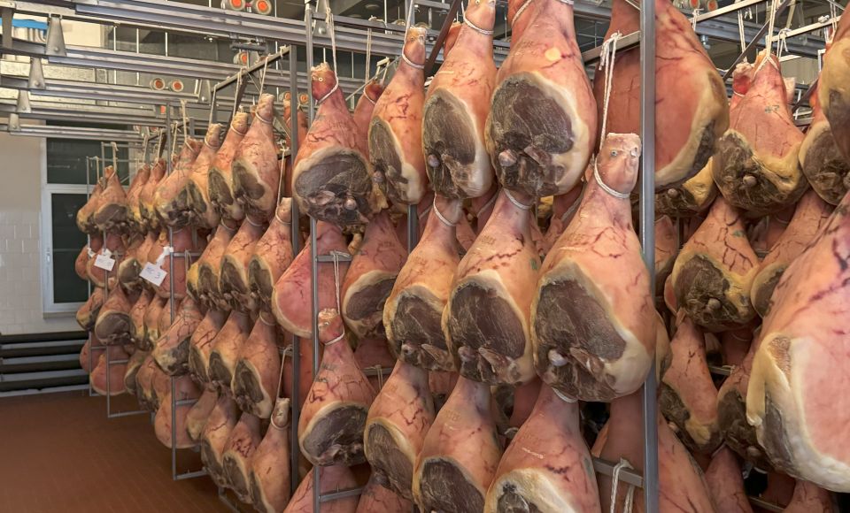 Nachdem die Schweinekeulen angeliefert wurden, findet erstmal eine Qualitätskontrolle statt, denn nur die besten Keulen werden weiterverarbeitet