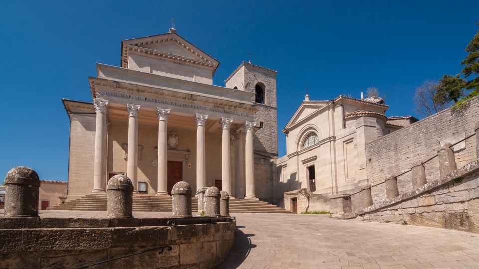 Die Basilika San Marino: 19.-Jh.-Kirche auf dem Monte Titano, geweiht dem heiligen Marino, mit wertvollen Reliquien.