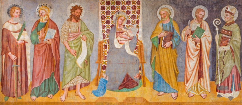Die Fresken der Chiesa San Nicolò in Treviso zeigen leuchtende Farben, biblische Szenen und meisterhafte gotische Malerei.