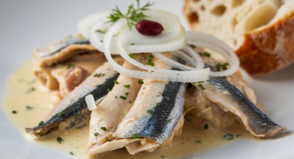 Sarde in saor – venezianisches Gericht aus frittierten Sardinen, Zwiebeln, Essig, Rosinen und Pinienkernen. Süß-sauer perfekt!