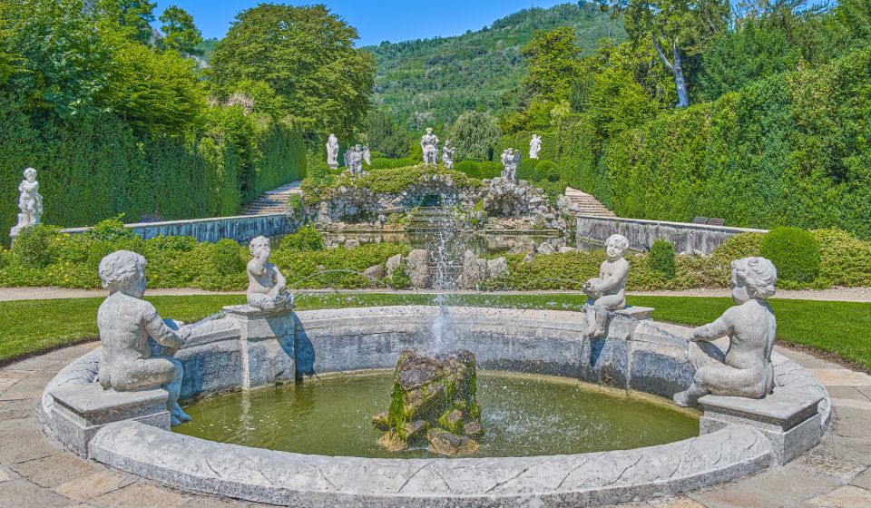 Die Gartenanlage der Villa Barbarigo verzaubert mit kunstvollen Brunnen, plätschernden Wasserläufen und barocker Symbolik.