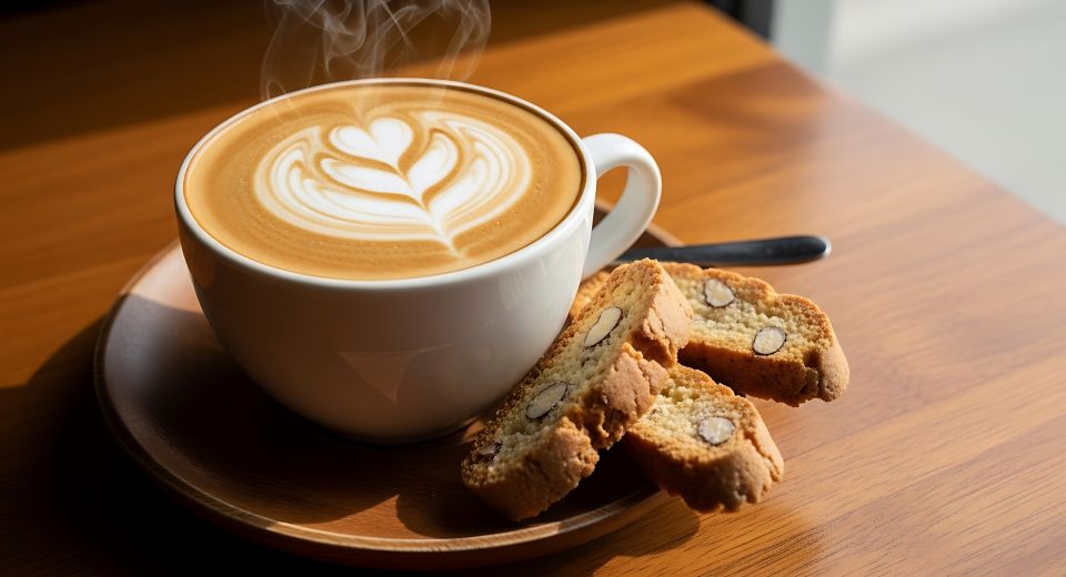 Cantuccini mit Cappuccino: knusprig und aromatisch, das perfekte Duo für süße Pausen und italienischen Genuss. Wunderbar