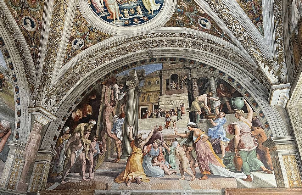 Die Stanza dell’Incendio di Borgo erzählt in ihren Fresken von bedeutenden Ereignissen aus der Geschichte des Papsttums.